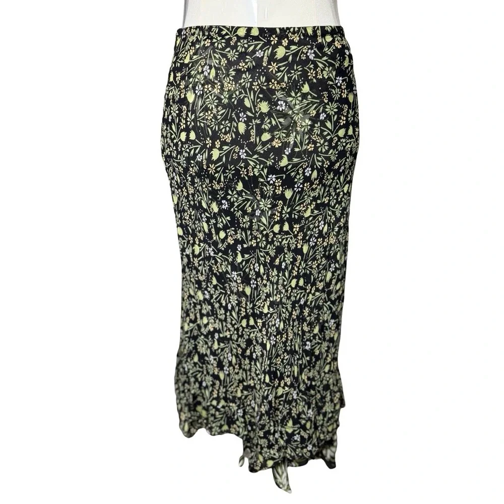 Y2K Reversible Floral‎ Midi Skirt Boho Fairycore Whimsigoth Handkerchief Hem 6
